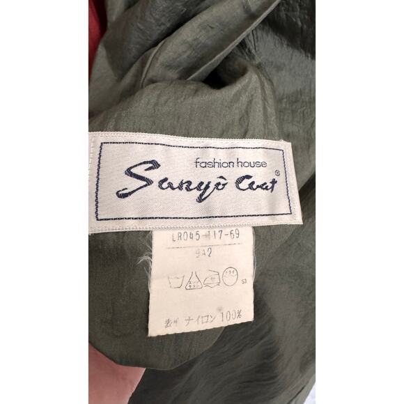 Vintage 1980s Sanyō Reversible Japanese Nylon Coat A-Line Olive & Red medium - Picture 11 of 13